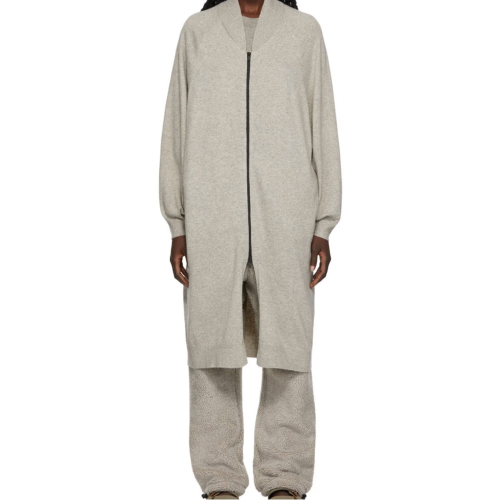 Fear of God, gray long knit sweater